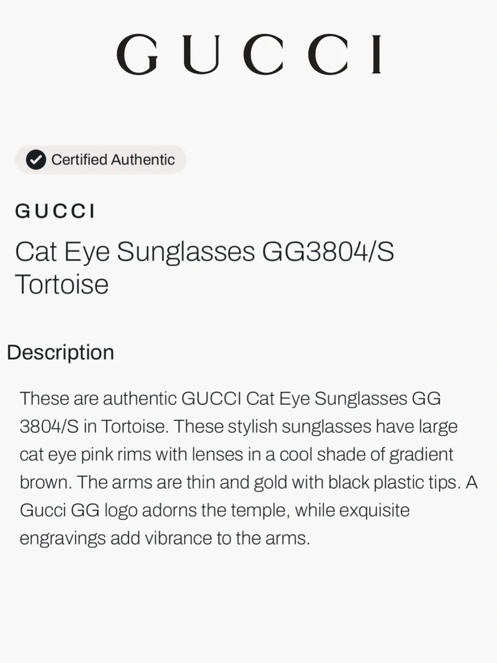 Gucci Tortoise Cat Eye Sunglasses